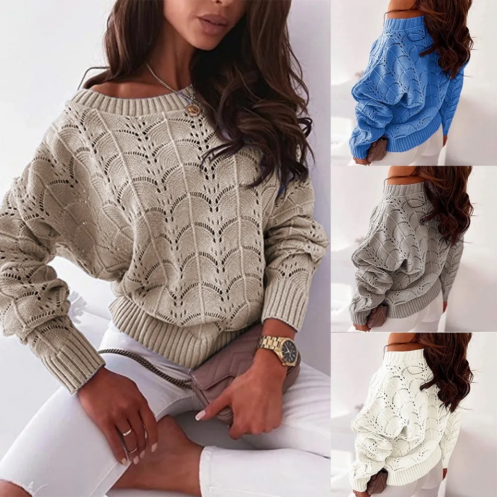 

Oeak Autumn Women Solid Color Sweater Long Sleeve Round Neck Knitted Sweater Casual Pullover Jumpers 2021 Female Sweater