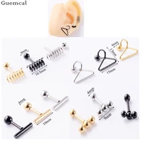 guemcal 1pcs stainless steel ball screw earrings simple spring hanger earrings fashion ear bone stud earrings piercing 16g