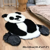 panda print rug faux fur area rug soft imitation panda animal natural shape carpets cute cartoon home decoration bedroom mat