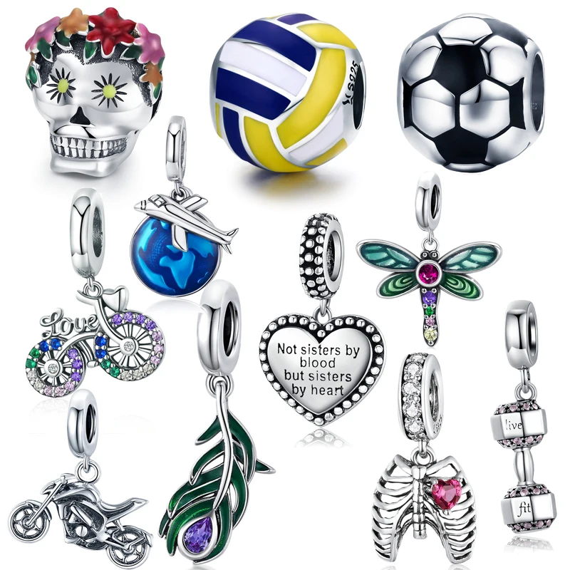 Горячая Распродажа 100% 925 Серебро Браслеты с подвесками в форме сердца из бисера