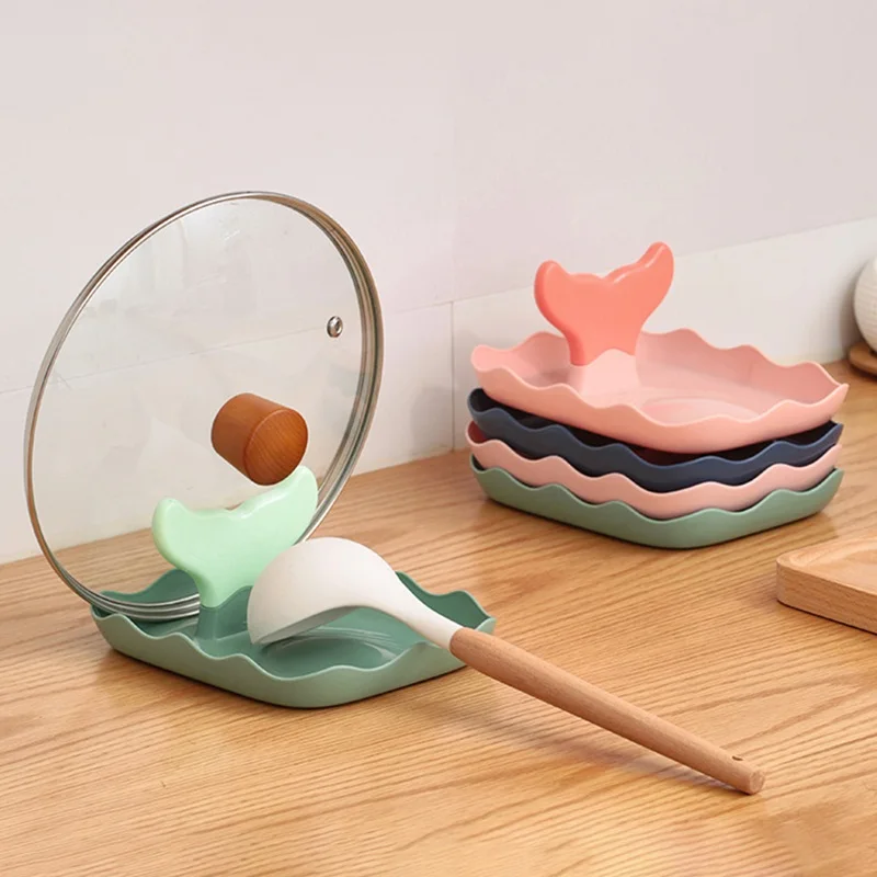 

Kitchen Pan Cover Bracket Spoon Rest Spatula Holder Stand Pot Lid Shelf Kitchen Storage Supplies Cooking Support Rack