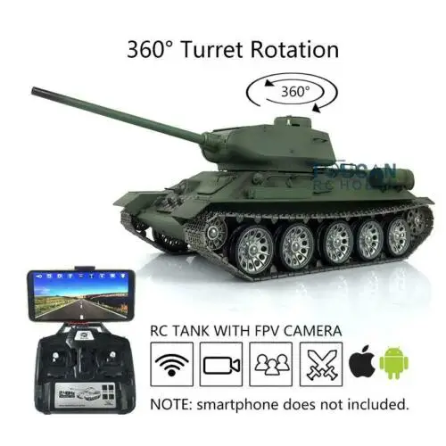 Зеленый Henglong 1/16 FPV 6,0 советская T34-85 rc Танк 3909 360 турель металлический трек колеса TH16247 - Цвет: Зеленый