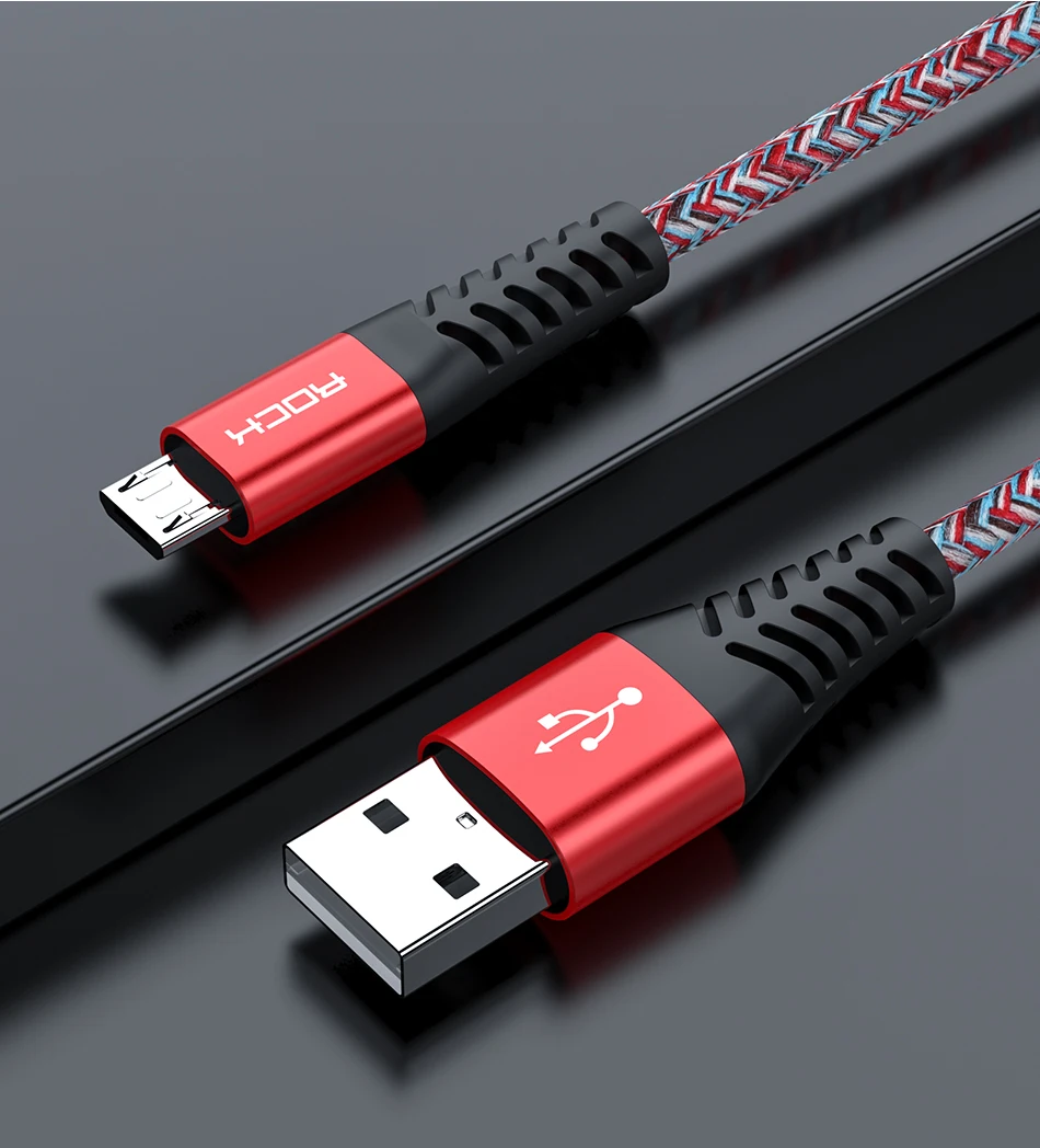 ROCK 1 м 2 м микро USB кабель 3 А Быстрая зарядка для samsung Xiaomi huawei Android мобильный телефон кабель для передачи данных провод микро быстрое зарядное устройство кабель