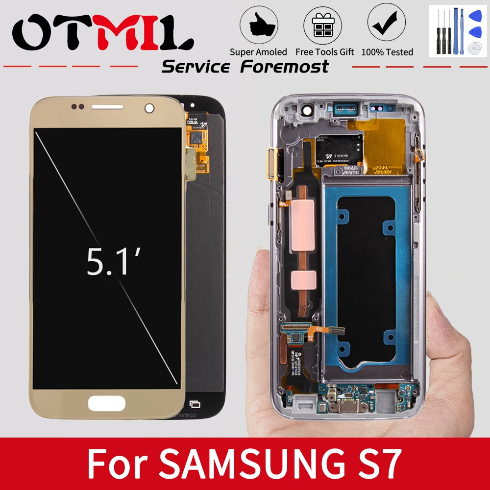 ЖК-дисплей Super AMOLED 5 1 ''для SAMSUNG GALAXY S7 дисплей G930 G930F сенсорный экран с
