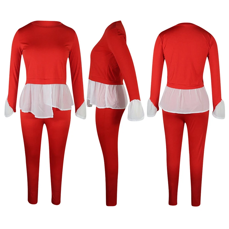 Женский Повседневный шифоновый костюм комплект из двух предметов Топ с длинным