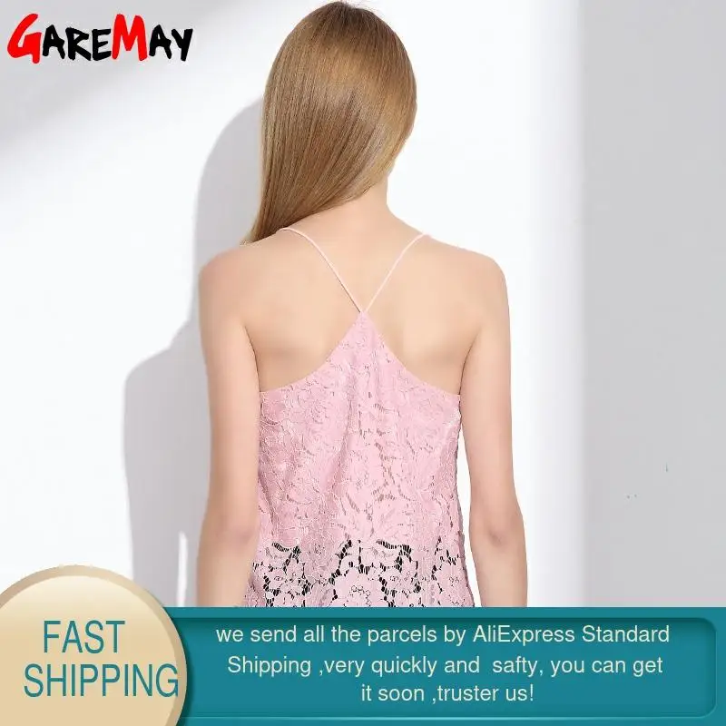 Женский кружевной топ на бретельках GAREMAY белый однотонный Розовый Топ без