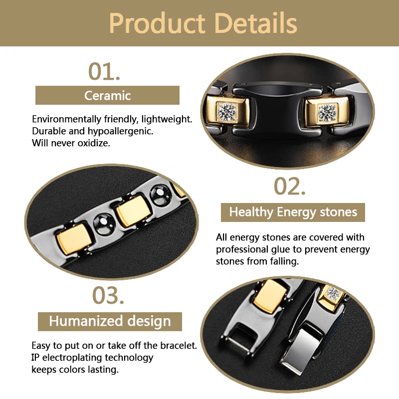 Антистатическая Магнитная цепочка для мужчин керамический браслет унисекс с