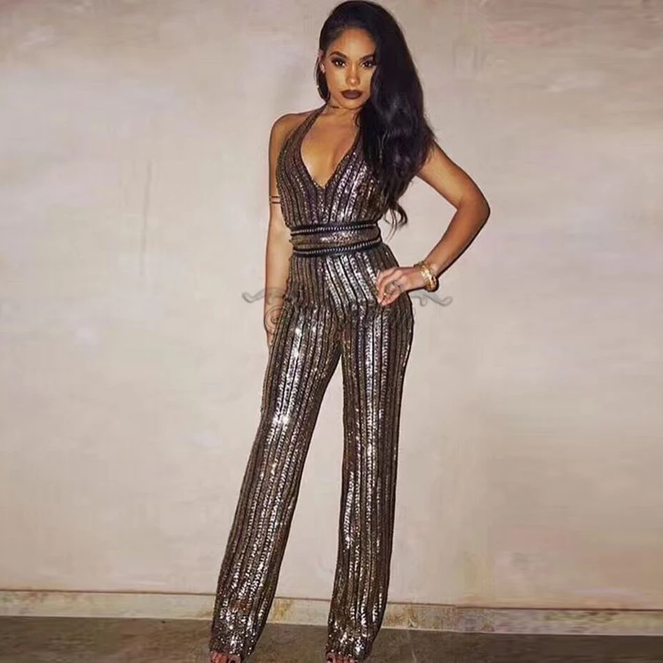 Новинка лета 2020 женский комбинезон без рукавов с глубоким v образным вырезом