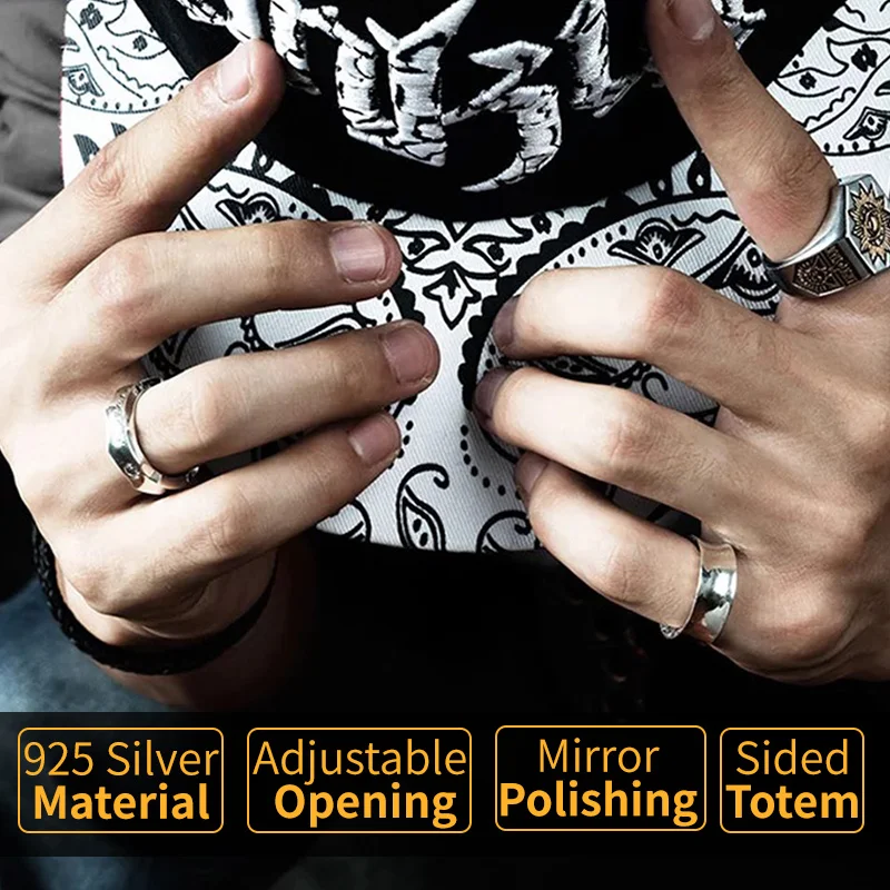 Мужские и женские винтажные Открытые Кольца из серебра 925 пробы с римскими