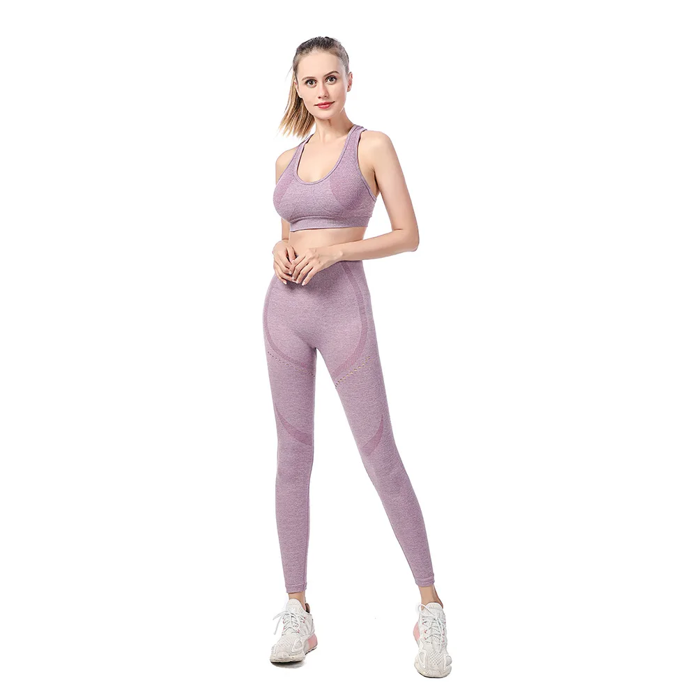 

2pcs Seamless Yoga Set Women Sport Suit Slim Gymwear Workout Clothes Gym bra Crop Top High Waist Leggings Fitness Sports Wear