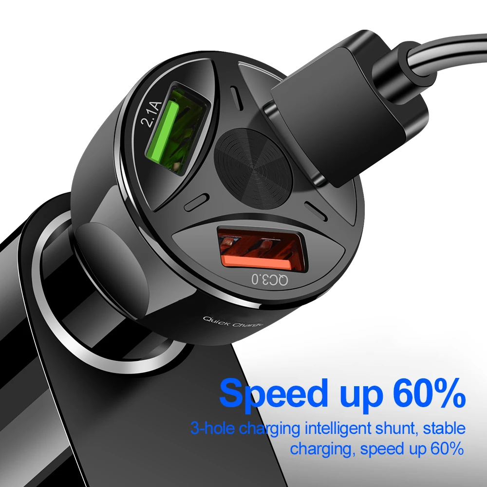 Рок QC 3,0 3 зарядных порта USB для автомобиля Зарядное устройство Быстрая зарядка для iphone X 7 8 iPad Универсальный для Xiaomi samsung huawei P30 быстрой зарядки 5V 7A