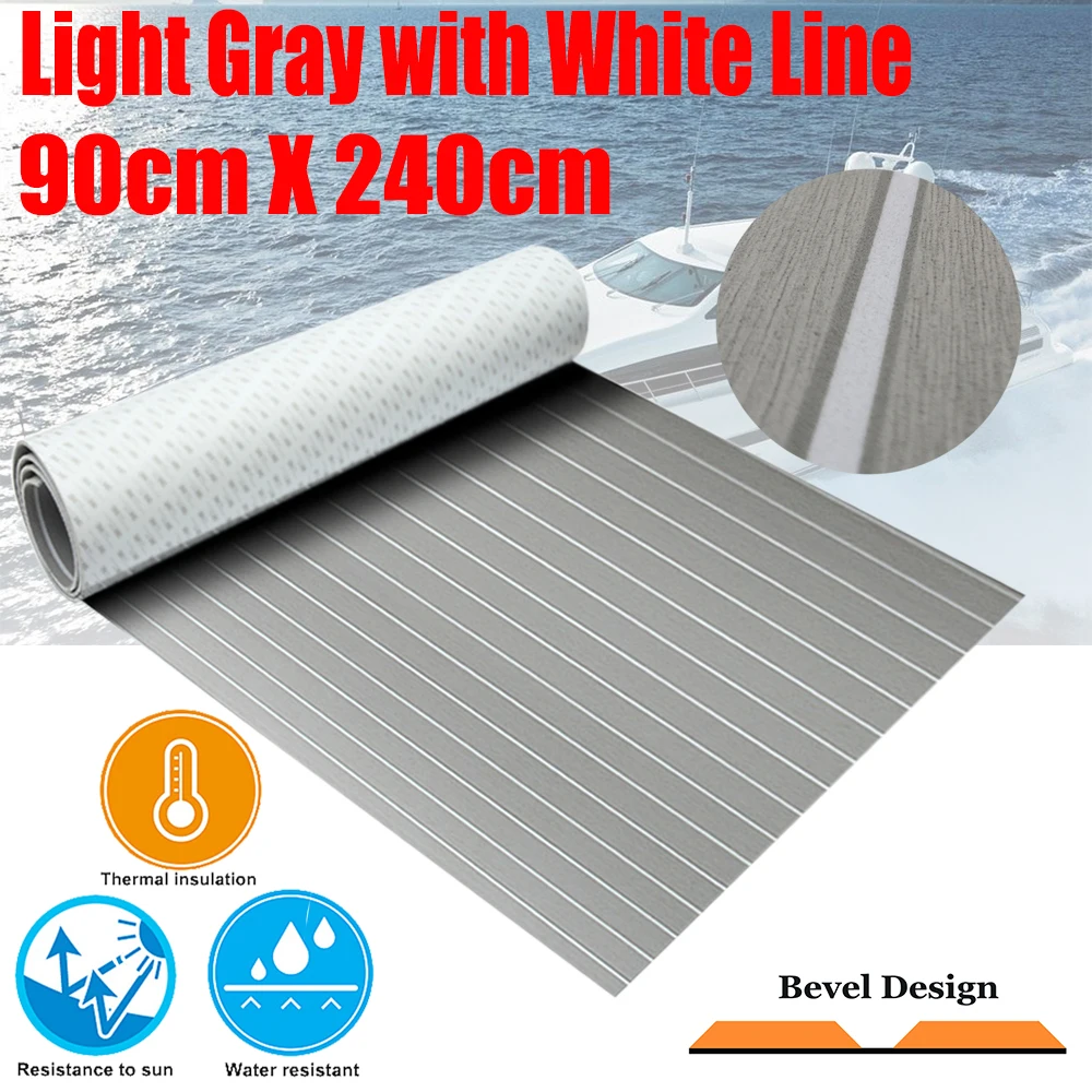 

Upgraded Boat Teak Decking Sheet Yacht Marine Flooring Carpet Self Adhesive 90cm240cm/35.4"94.5" Light Grey In White Accessories