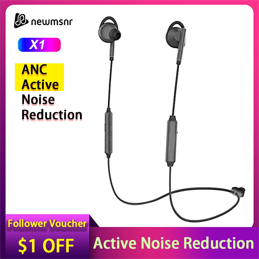 Newmsnr X1 Bluetooth наушники HD стерео спортивные водонепроницаемые ANC acive шумоподавление
