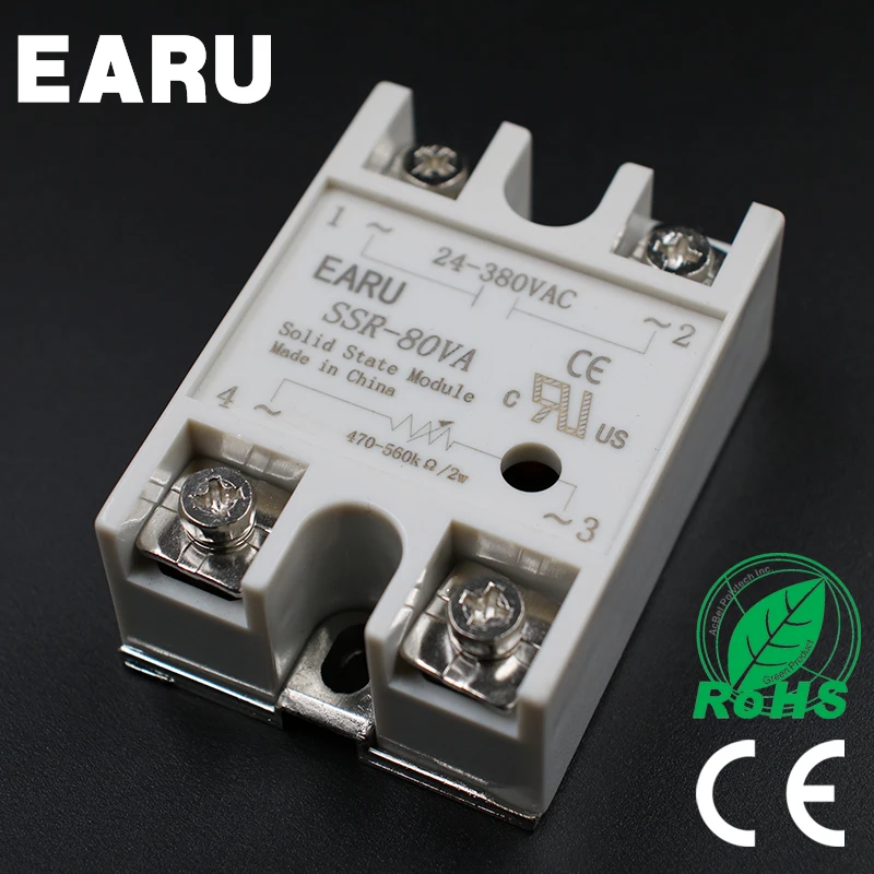 Твердотельные релейные модули, 1 шт., Φ 80A 500K ohm TO 24-380V AC SSR 80VA, релейный регулятор сопротивления