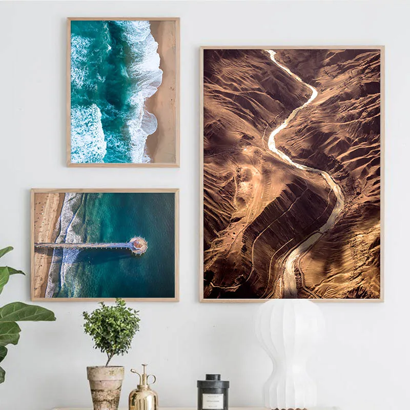 Океан волны пустыня настенный постер морской пляж пейзаж печать на холсте