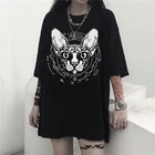 Футболка Death Metal Sphynx Cat, черная металлическая Волшебная футболка, Готическая футболка, хипстерские футболки в стиле стимпанк с графическим принтом кота Sphynx