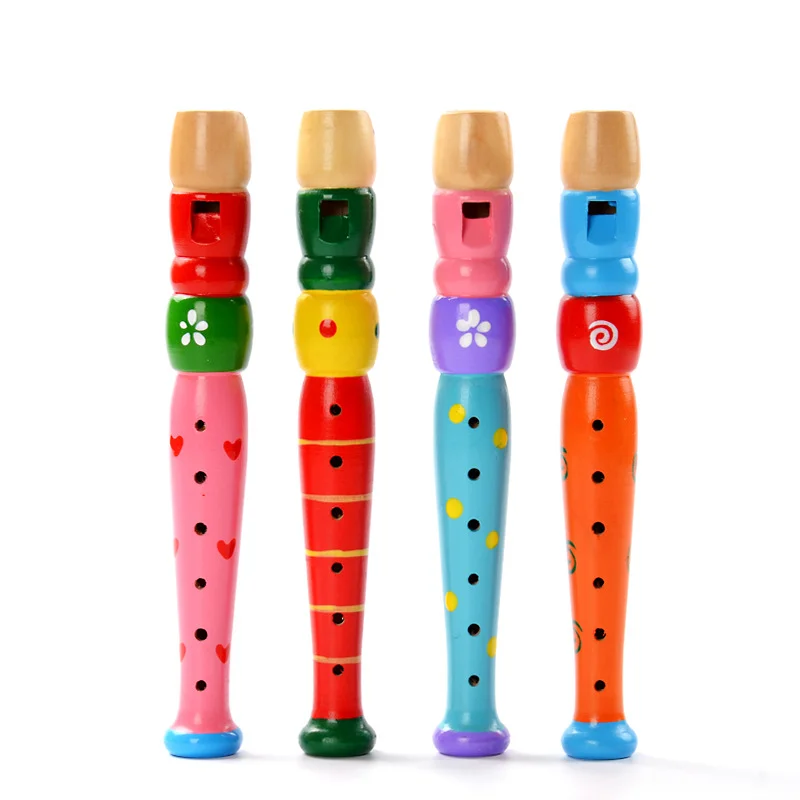 

6-Holes Colorful Short Flute Sound Kid Woodwind Musical Instrument Early Education Develop Type Recorder Wooden Flute WHStore