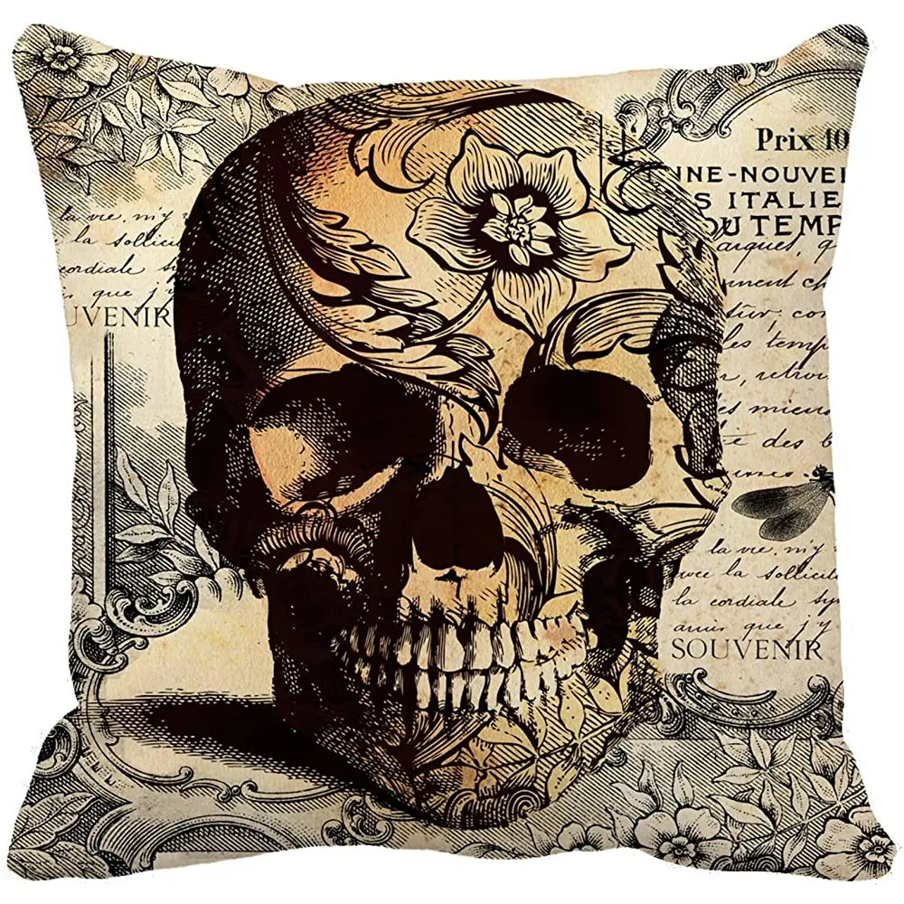 

Rouihot 20x20 дюймов, наволочка для диванной подушки, тату, череп на цветочном рисунке, квадратная наволочка для подушки, наволочка для дивана, кро...