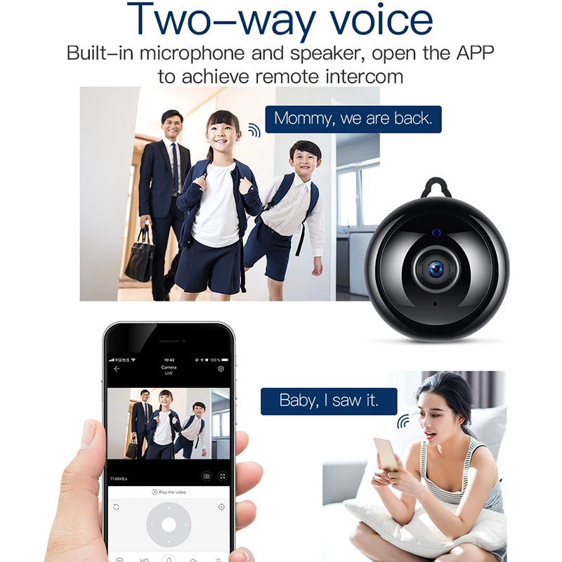 Мини Wi-Fi IP-камера HD 1080P Беспроводная внутренняя камера ночное видение