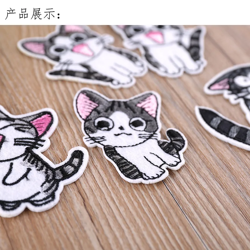 Нашивки для одежды с вышивкой в виде кота 5 видов
