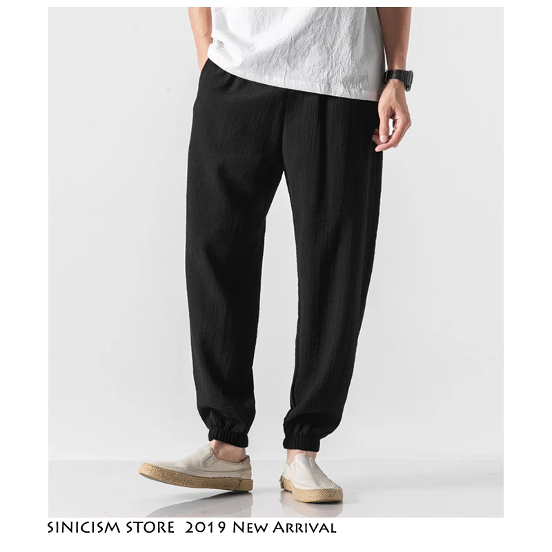 Мужские свободные брюки Sinicism Store из хлопка и льна в китайском стиле на осень зиму