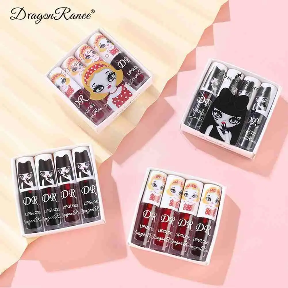 Жидкая губная помада румяна 4 шт./компл. водостойкий блеск для губ корейский