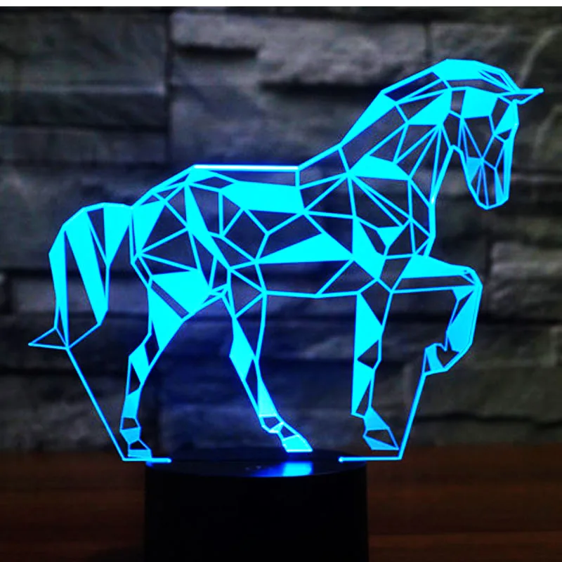 3D светодиодный ночной Светильник головоломка лошадь с 7 цветов светильник для