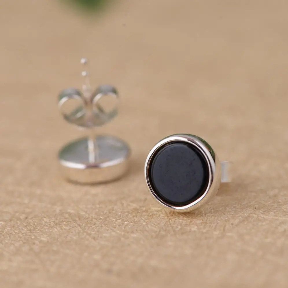 Женские серьги из серебра 925 пробы с натуральным ониксом 0 7 см|Серьги-гвоздики| |