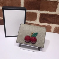 luxury brand women wallets foldable short wallet women cowhide cherry coin purse coin high quality credit card with box