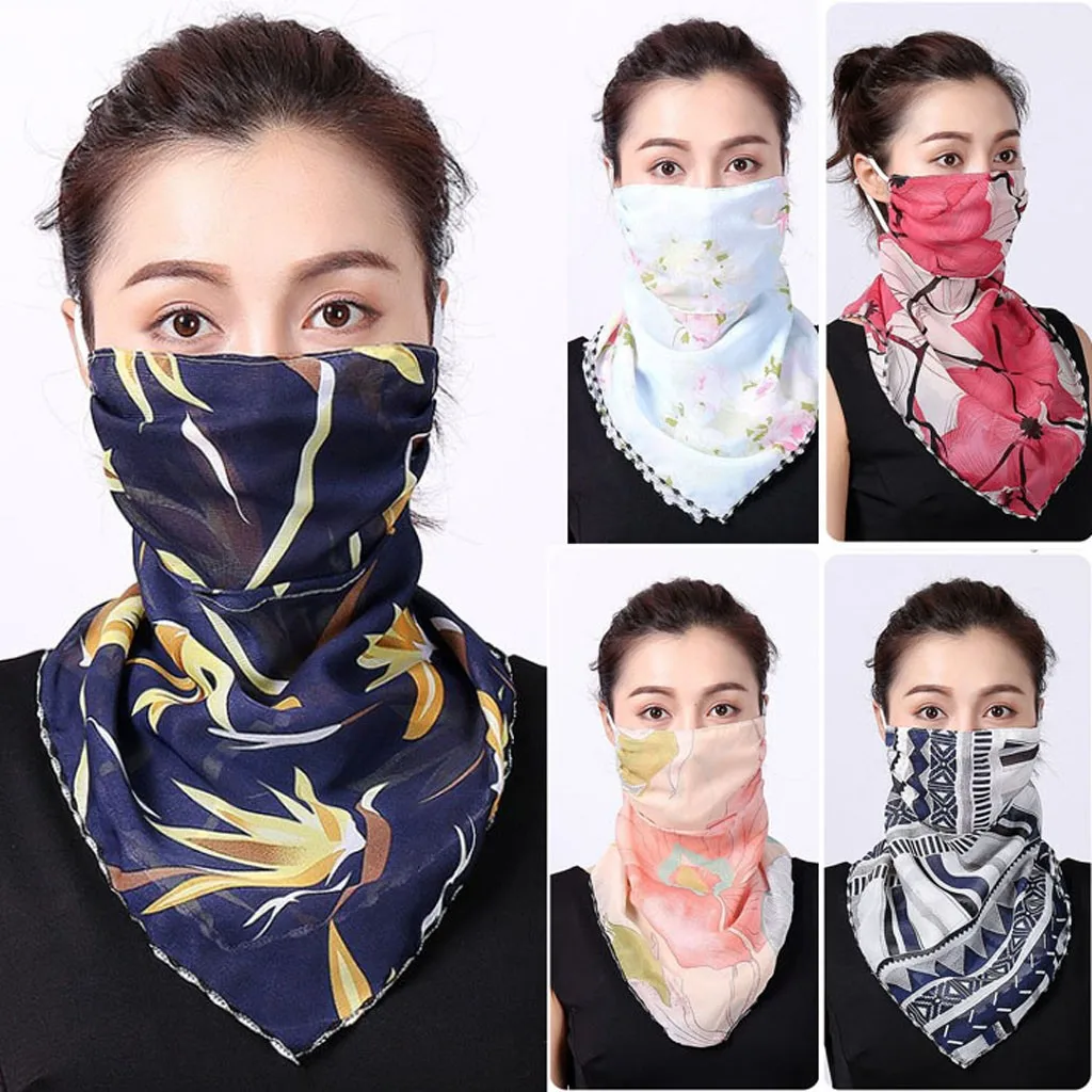 Многоразовый шарф для лица женские солнцезащитные шарфы рта шеи шелковые