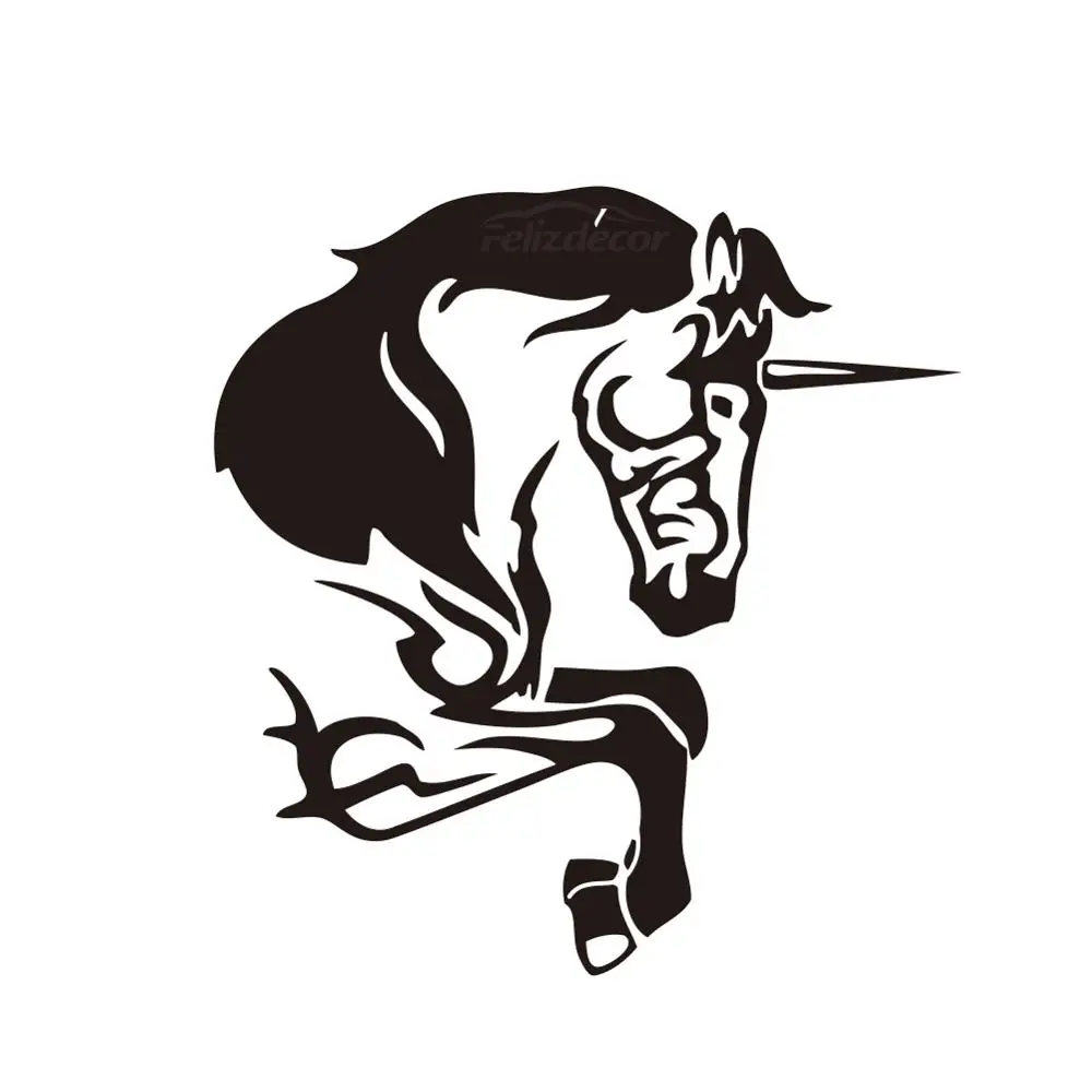 Running Horse With A Horn On The Head Vinyl Car Stickers For Window Door Art Bumper Rear windshield Unique Removable ZP0601 | Автомобили и