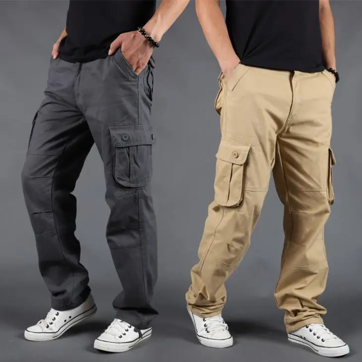 

Hip Hop Multi Pockets Long Pants Men Street Dancing Loose Large Size Military Style Trousers
