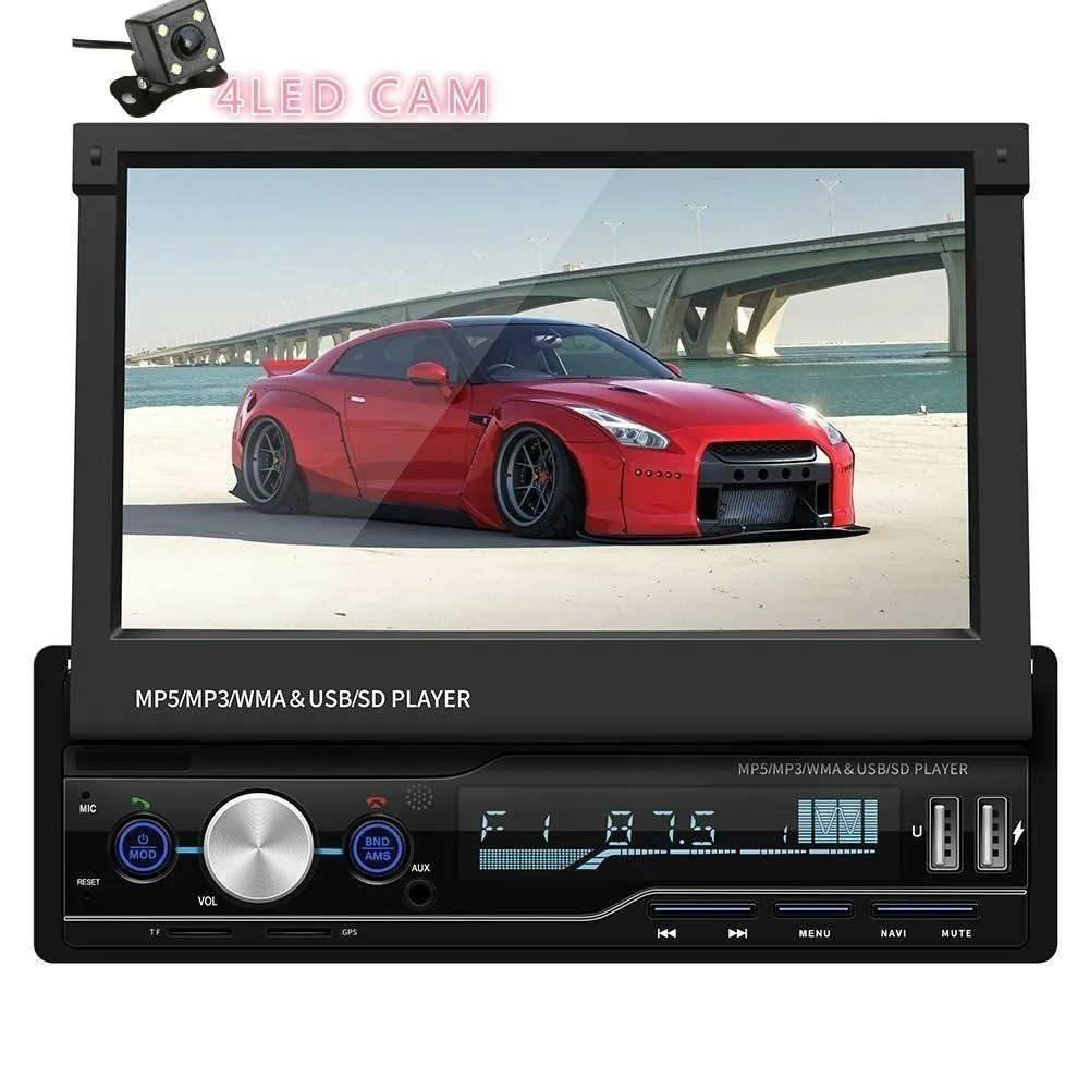 no gps-4led cam Автомагнитола Mp5 Плеер MP3 Авторадио Bluetooth RDS " 1 Din gps аудио стерео Авто складной экран FM/AM Зеркало Ссылка - Цвет: no gps-4led cam