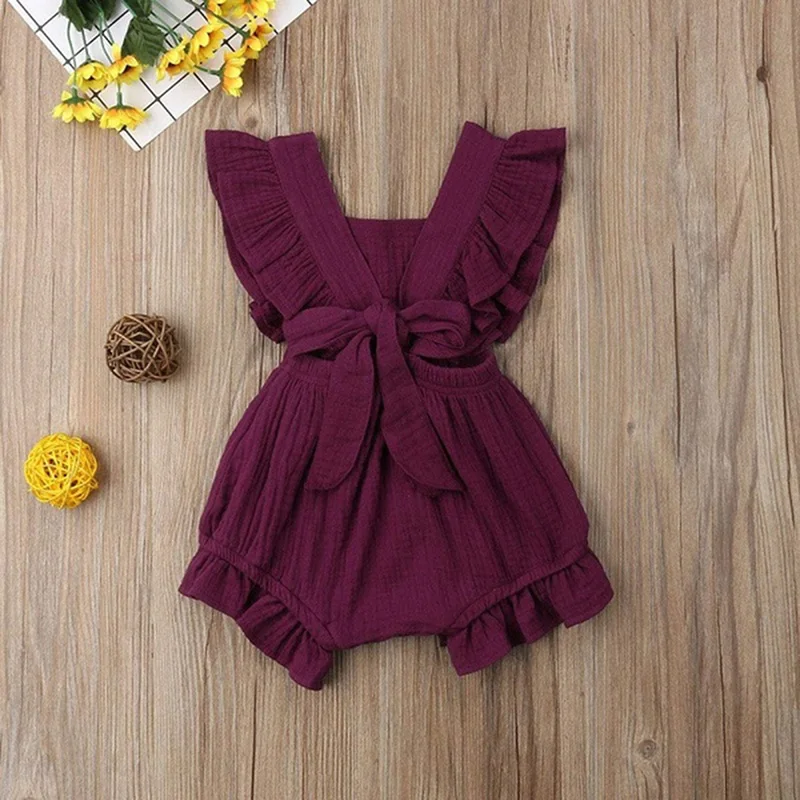 

Cute Newborn Kids Baby Girl Dresses Clothing Sleeveless Ruffle Bowknot Dress Princess Clothes Girls Outfits Solid Summer