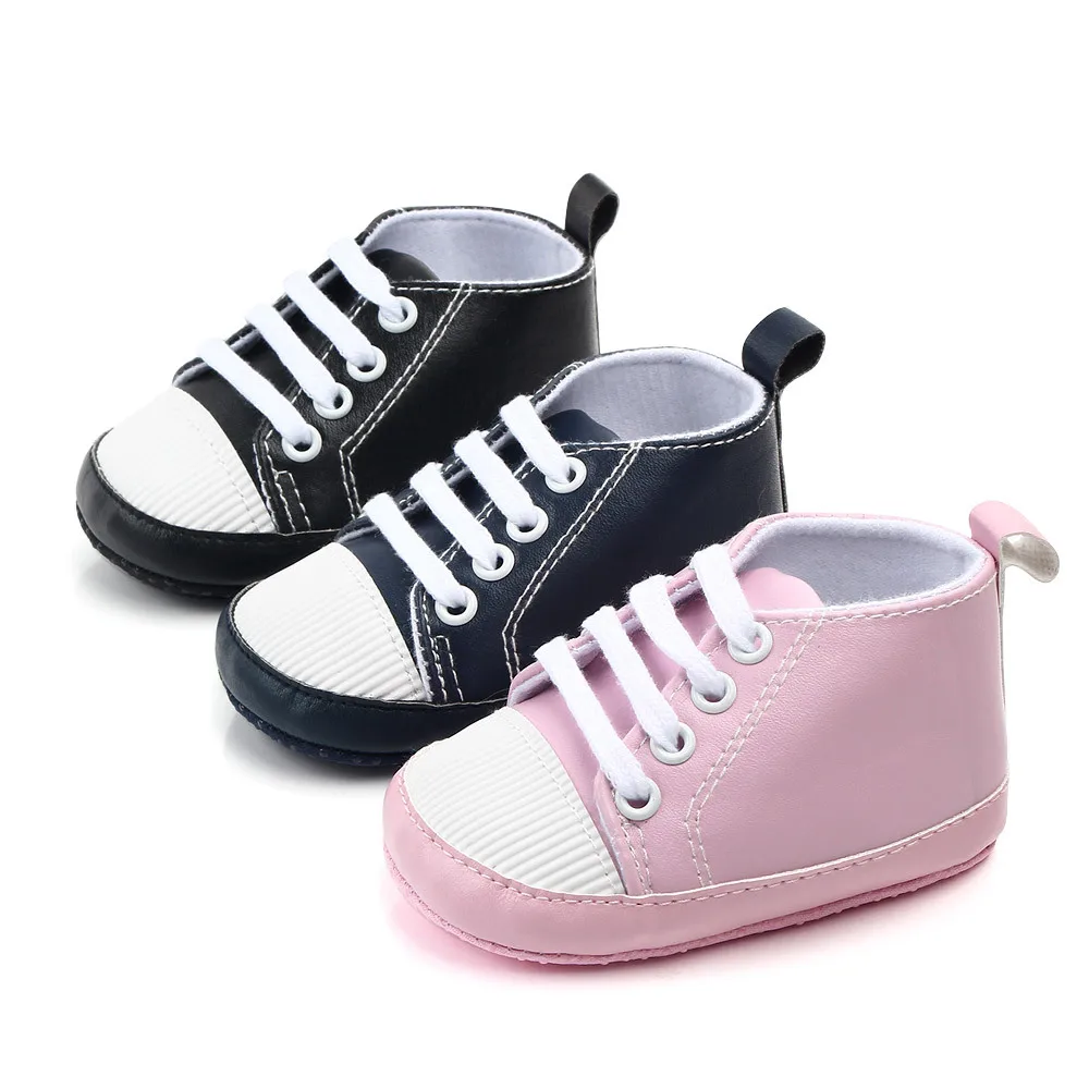 New PU Classic Sports Sneakers Newborn Baby Boys Girls First Walkers Shoes Infant Toddler Soft Sole Anti-slip Baby Shoes