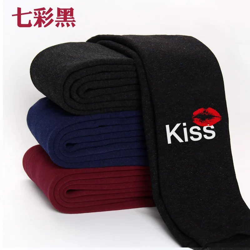 colorful black kiss Высококачественные зимние детские леггинсы для девочек; плотные теплые хлопковые штаны с эластичной резинкой на талии с рисунком для девочек; От 2 до 12 лет - Color: colorful black kiss