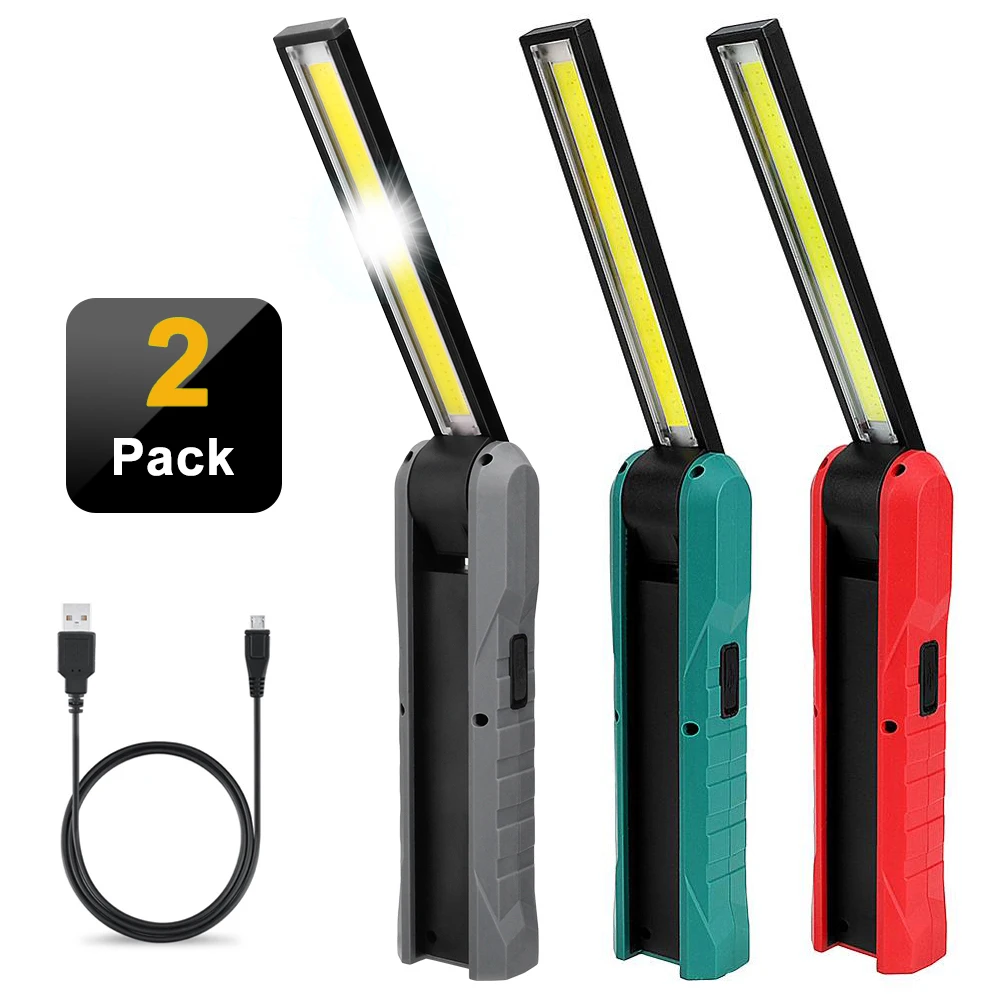

Portable LED COB Work Light USB Rechargeable Flashlight Magnetic Torch Flexible Inspection Hand Lamp Worklight Outdoor Spotlight