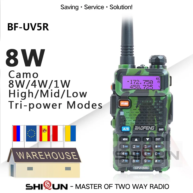 1 шт./2 шт. Baofeng 8 Вт UV 5R иди и болтай Walkie Talkie с камуфляжным принтом Dual Band UV5R Ham Радио