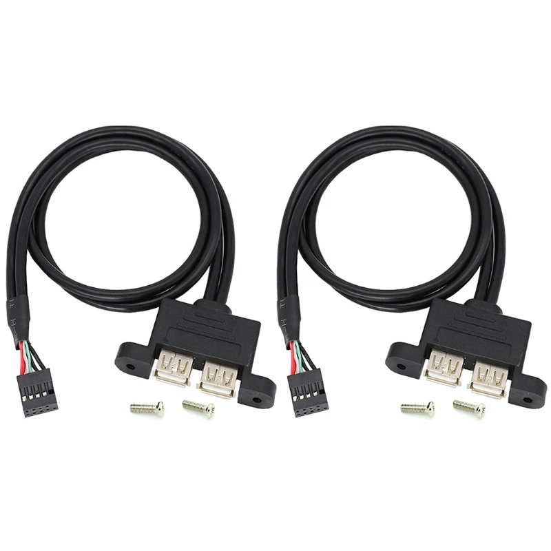 

Motherboard Internal 9pin To Dual Usb 2.0 A Female Panel Mounting Data Cable