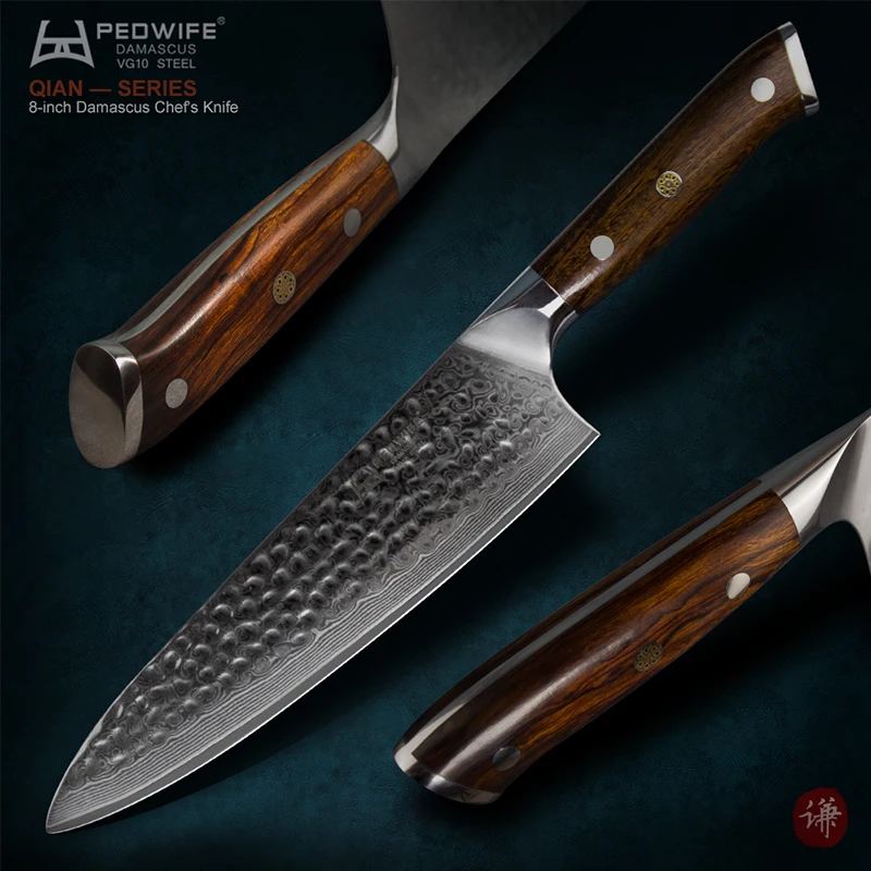 Нож шеф-повара pedwizard дамасский стальной нож Профессиональные Кухонные ножи