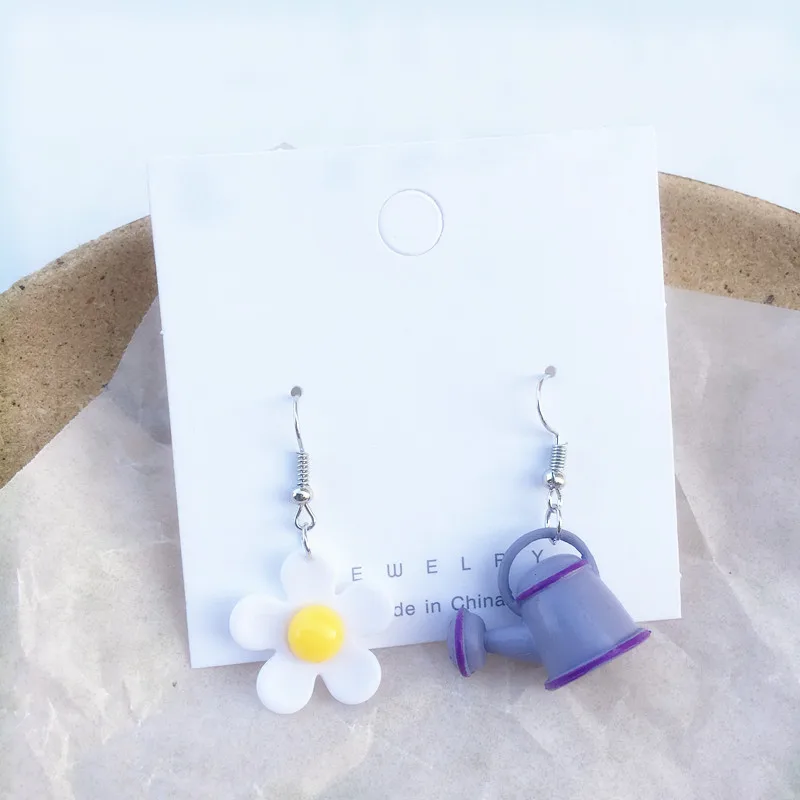 

New Trendy Creative Handmade Earrings Drop Personality Mini Fashion Purple Kettle Cactus Earrings Punk Funny Dangle Earrings