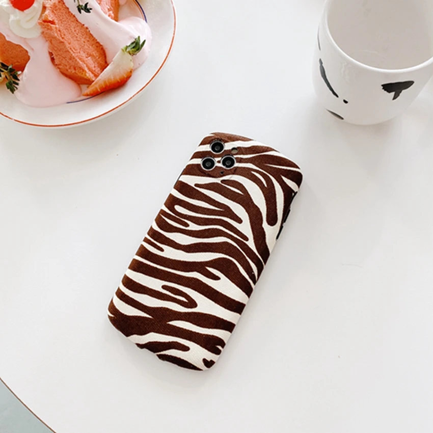 

Plush Leopard Print Zebra Phone Case For iPhone 11 12Promax X 10 Xsmax XR 7 8Plus Mini Camera Lens Protection Funda Etui Capa