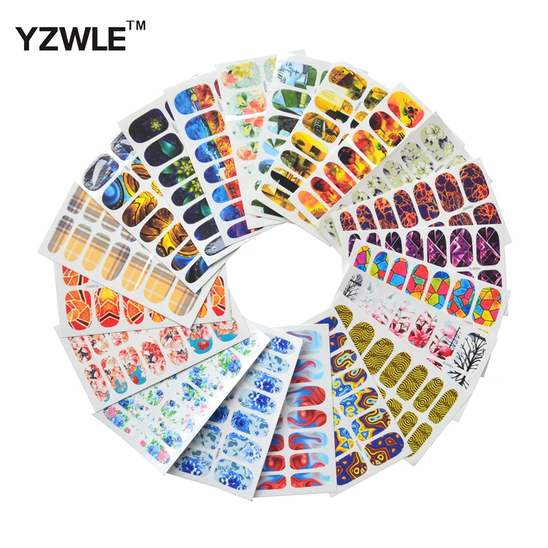 

20 Designs 105mm x 60mm DIY Full Wraps Decals Nails Art Water Transfer Printing Stickers Accessories For Manicure Salon