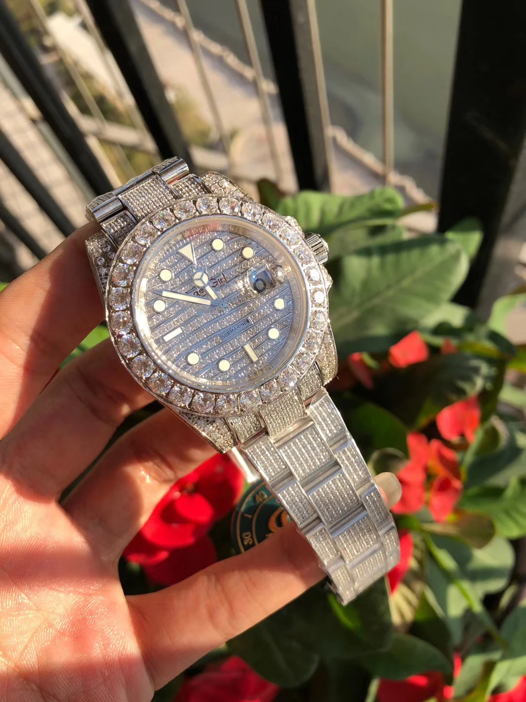 Классический Новый Для мужчин PearlMaster 39 со льдом бриллиантами циферблат красочные