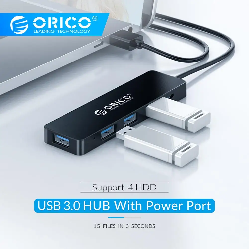 ORICO высокоскоростной 4 порта USB 3,0 концентратор с портом питания USB2.0 сплиттер OTG адаптер для iMac ноутбука Аксессуары для настольных ПК