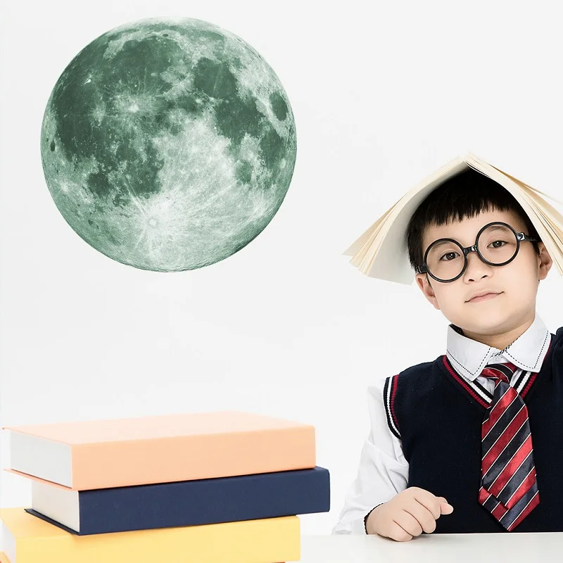Светящиеся флуоресцентные наклейки на стену La Luna grande 3D Луна съемное ночное видение фотолампа светится в темноте Настенный декор