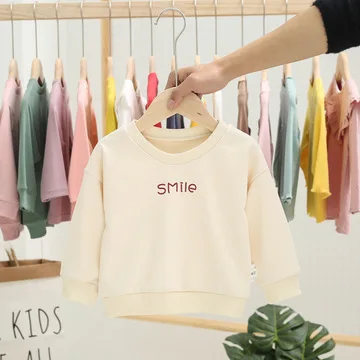 Повседневные толстовки для мальчиков свитшот с улыбающимся принтом маленьких
