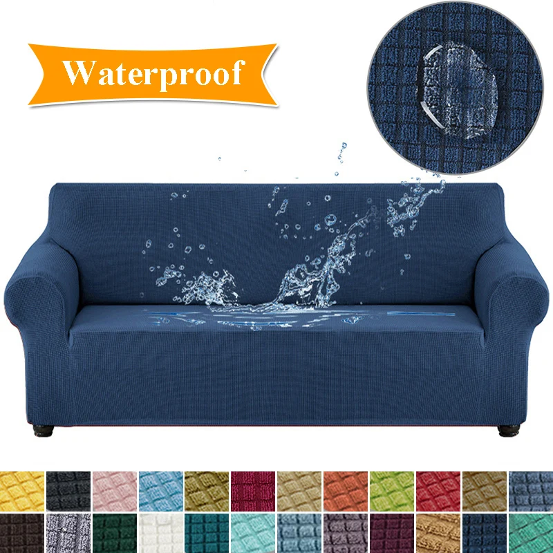 

Thick Waterproof Elastic Sofa Cover Slipcover for Living Room 1/2/3/4 Seater Solid Color Polar Fleece L Shaped Corner Sofa Cover