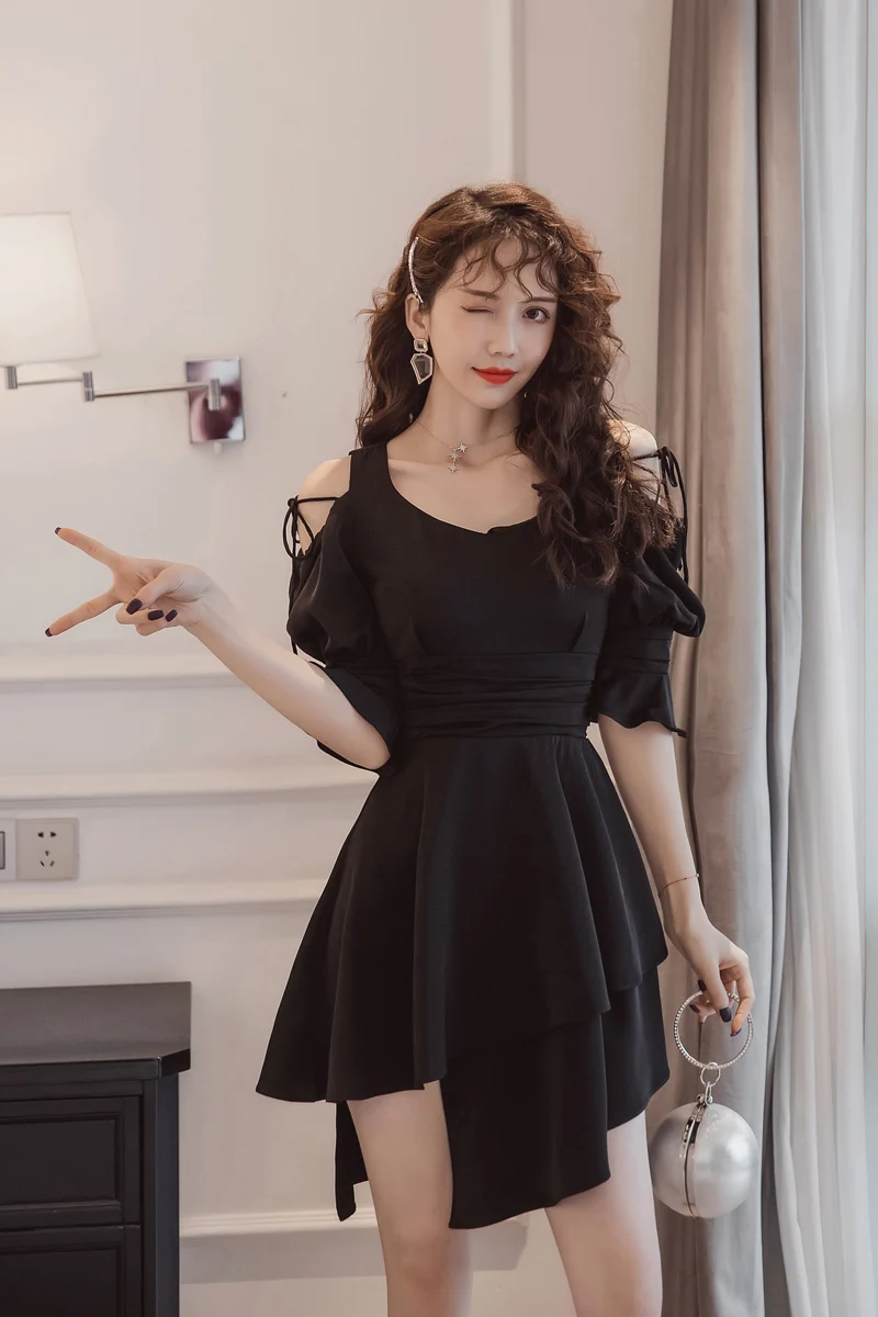

COIGARSAM Women one-piece dress korean Summer Dresses Black 2323