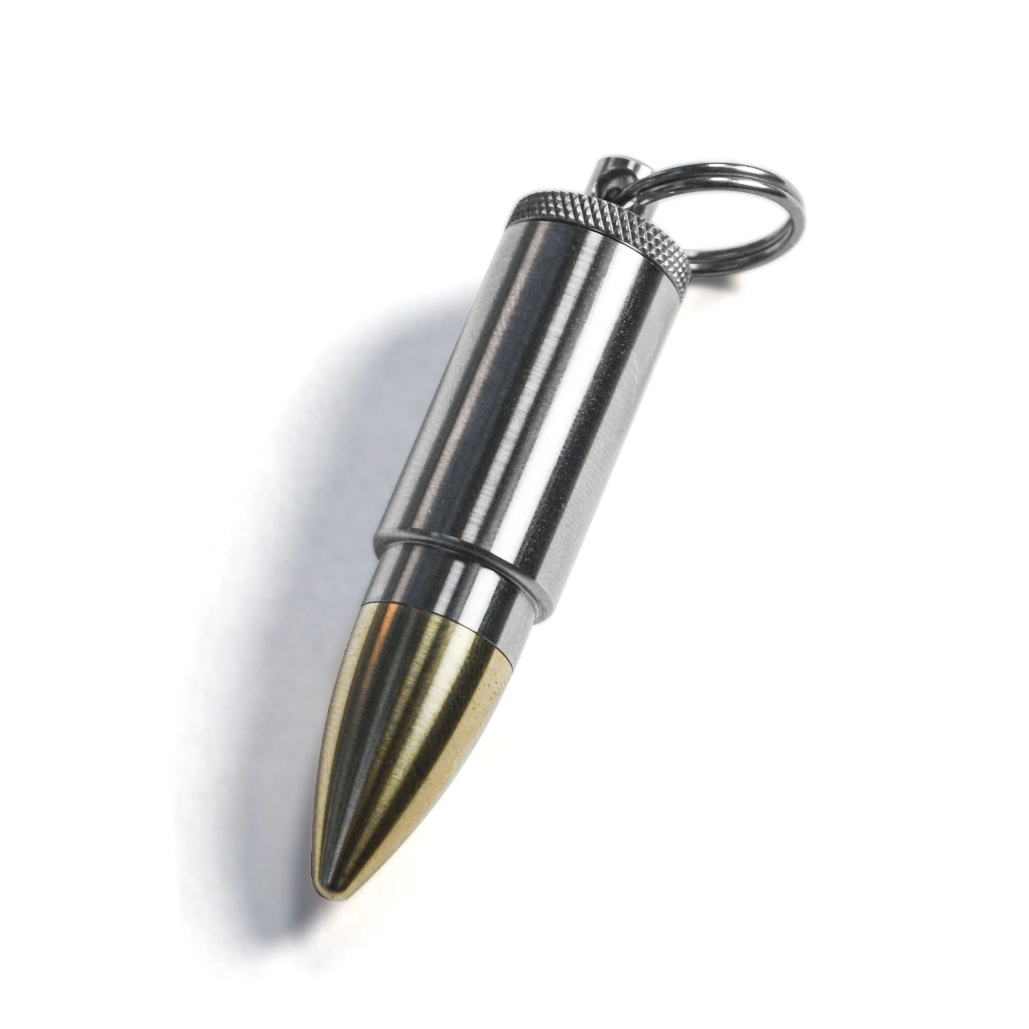 Mini Pill Container Titanium Brass Bullet-shaped Pill Holder for Necklace Keychain Charm Pendant Pill Case